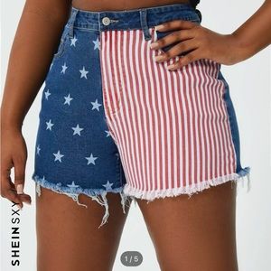 American flag jean shorts